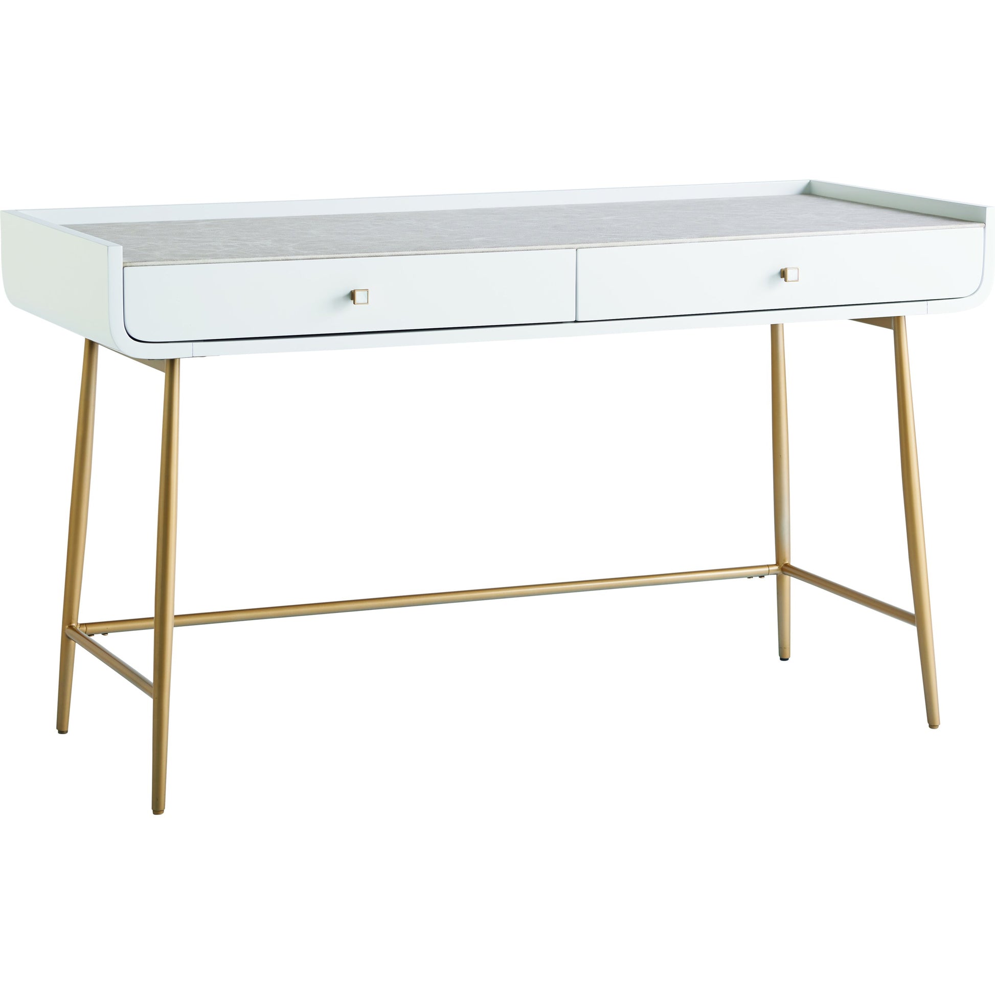 Allure Vanity Desk by Miranda Kerr Home in gold and white lacquer. Made from unique in a modern style.