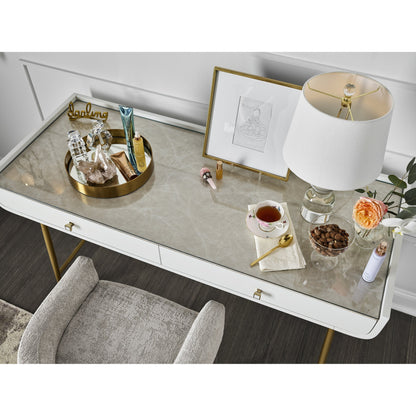 Allure Vanity Desk by Miranda Kerr Home in gold and white lacquer. Made from unique in a modern style.