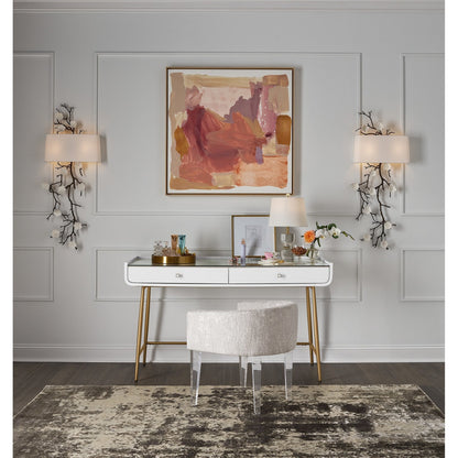 Love Joy Bliss Vanity Chair by Miranda Kerr Home in gold and lucite. Made from 81% rayon, 19% polyester in a modern style.