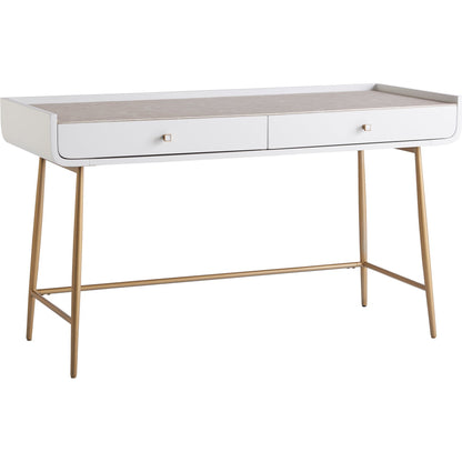 Allure Vanity Desk by Miranda Kerr Home in gold and white lacquer. Made from unique in a modern style.
