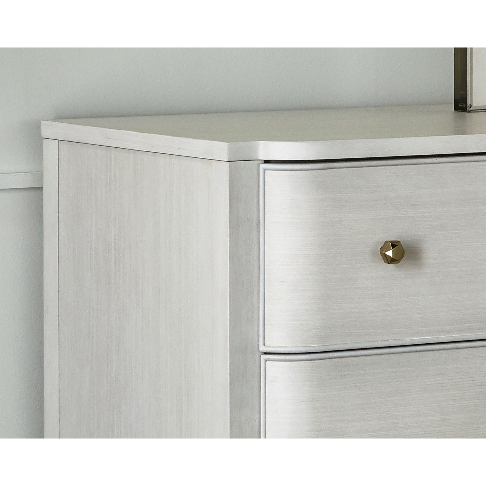 Chelsea Dresser by Miranda Kerr Home in gold and alabaster. Made from unique in a transitional style.