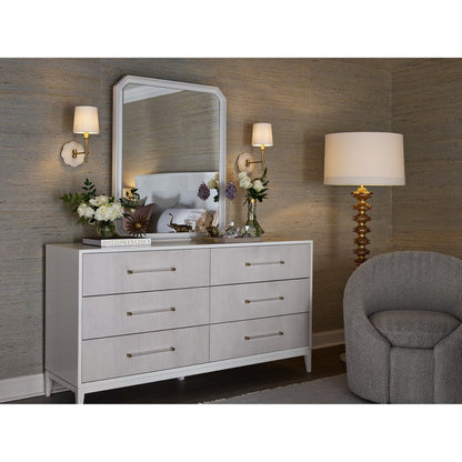 Brentwood Dresser by Miranda Kerr Home in gold and white lacquer. Made from unique in a transitional style.
