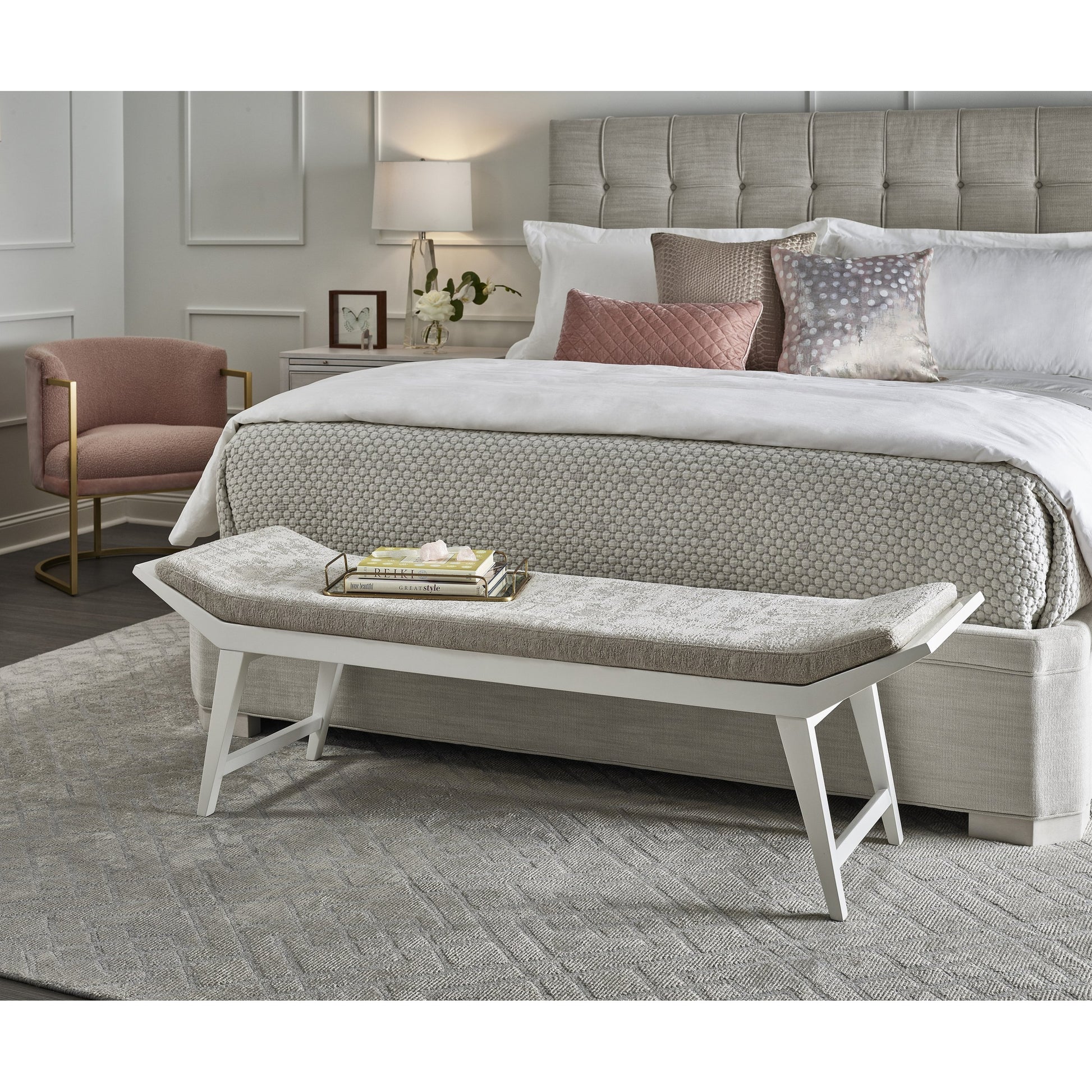 Uptown Bed by Miranda Kerr Home in gold and alabaster. Made from unique in a modern style.