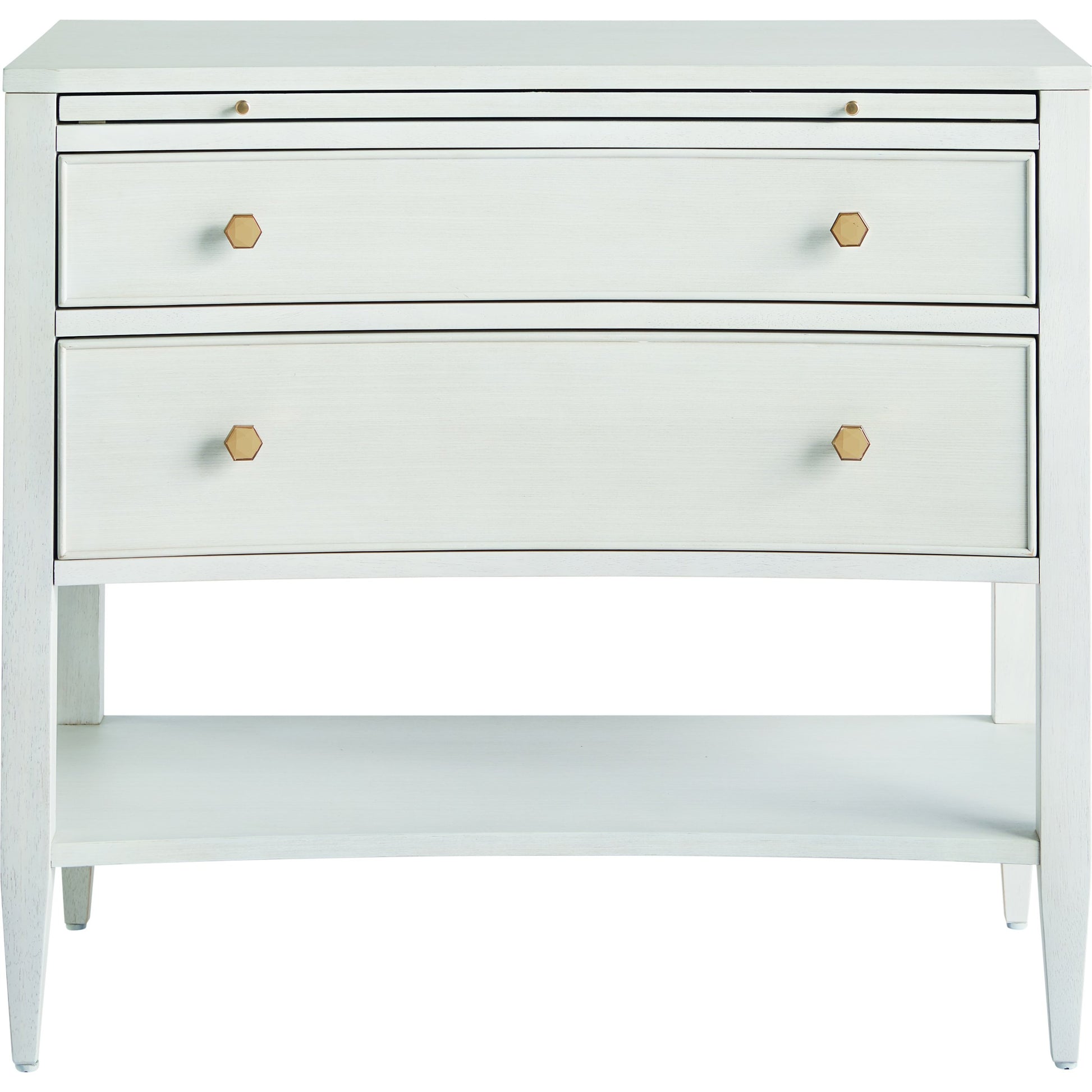 Chelsea Nightstand by Miranda Kerr Home in gold and alabaster. Made from unique in a transitional style.