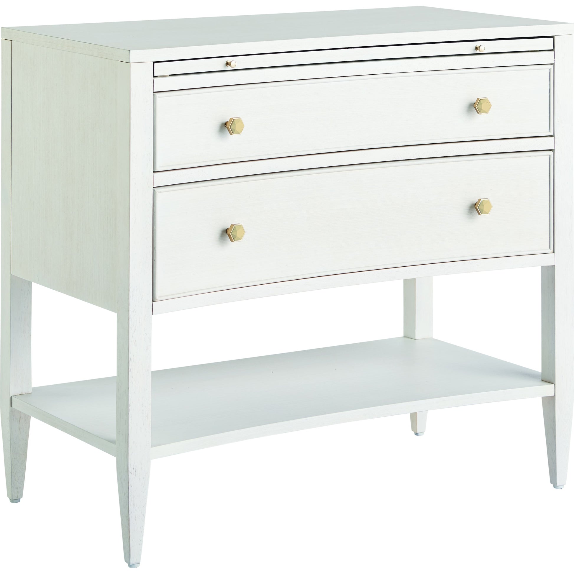 Chelsea Nightstand by Miranda Kerr Home in gold and alabaster. Made from unique in a transitional style.