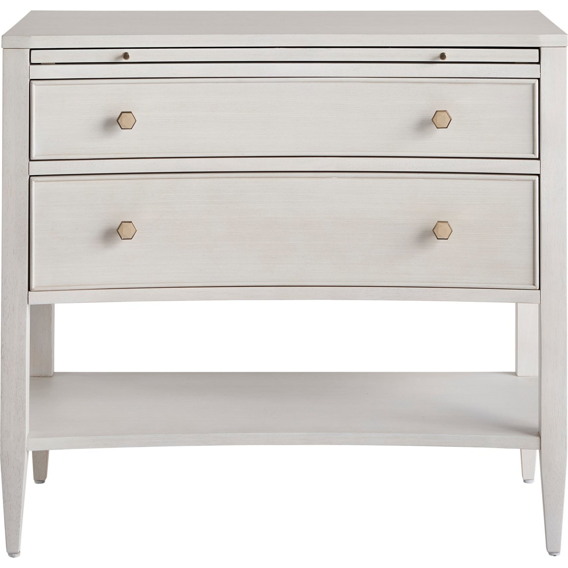 Chelsea Nightstand by Miranda Kerr Home in gold and alabaster. Made from unique in a transitional style.