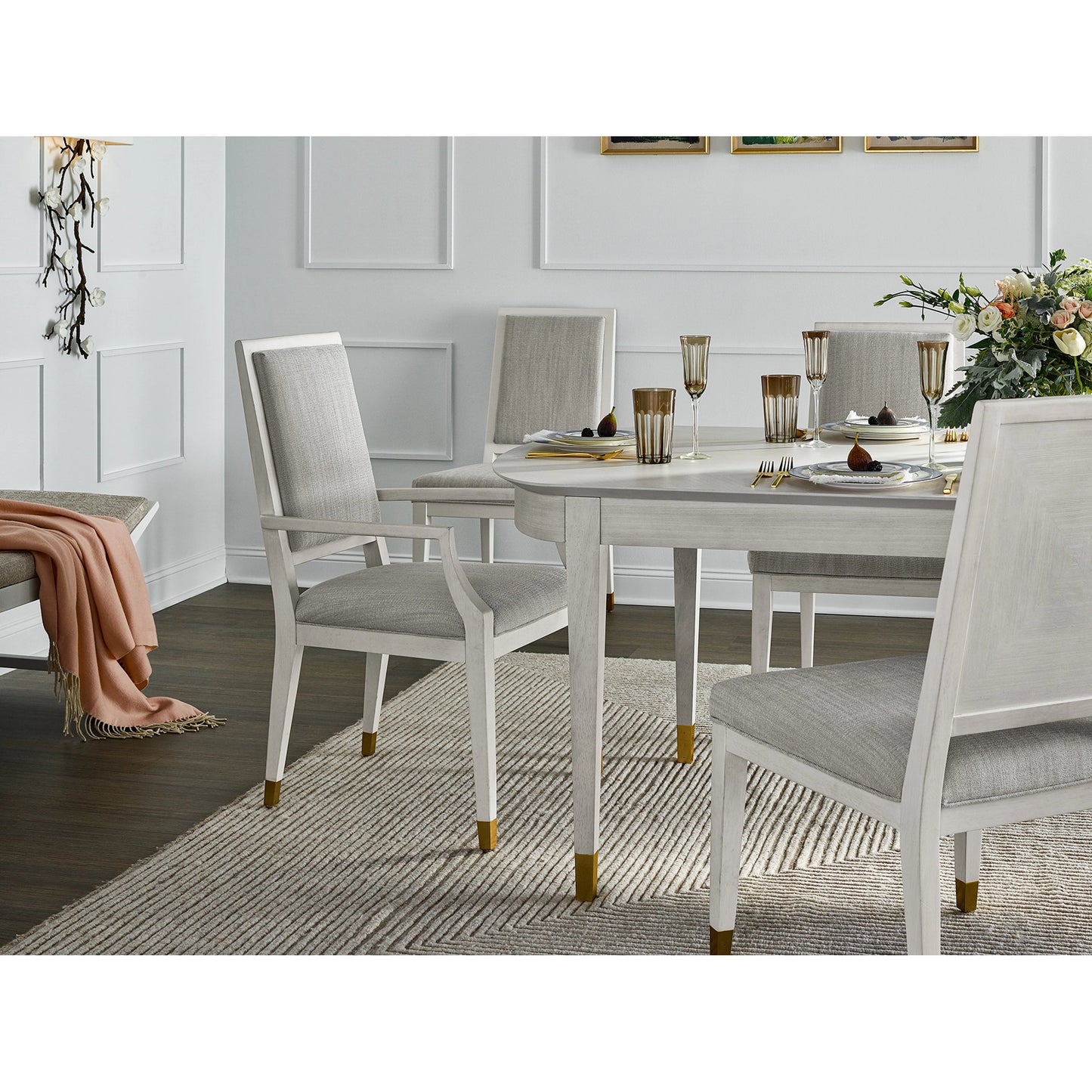 004 SR-909229 | Lifestyle | Love Joy Bliss Side Chair by Miranda Kerr Home in pewter and alabaster. Made from 66% polyester, 34% rayon in a traditional style.
