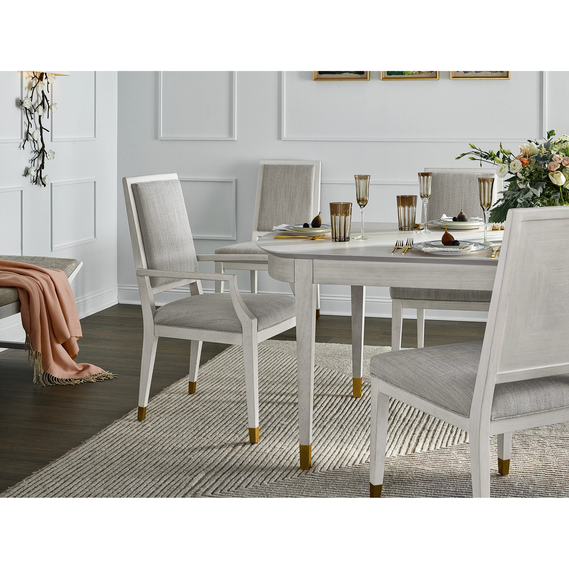 Love Joy Bliss Side Chair by Miranda Kerr Home in pewter and alabaster. Made from 66% polyester, 34% rayon in a traditional style.