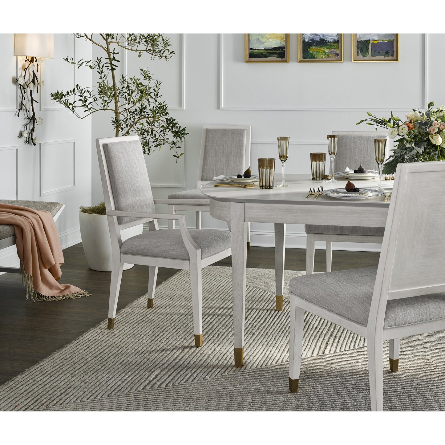 006 SR-909217 | Lifestyle | Marion Dining Table by Miranda Kerr Home in gold and alabaster. Made from unique in a traditional style.