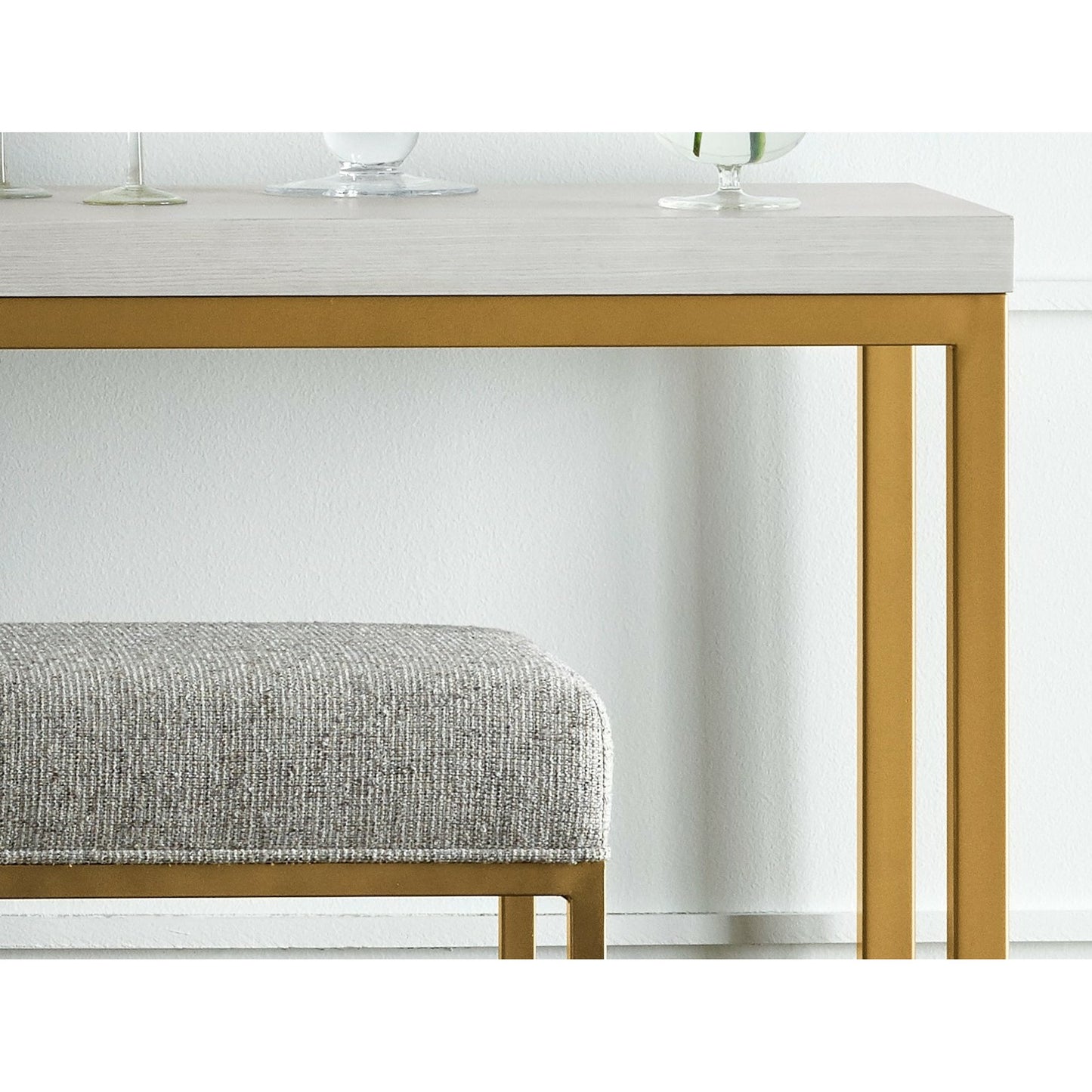 007 SR-909200 | Closeup | Love Joy Bliss Console Table by Miranda Kerr Home in gold and alabaster. Made from unique in a transitional style.
