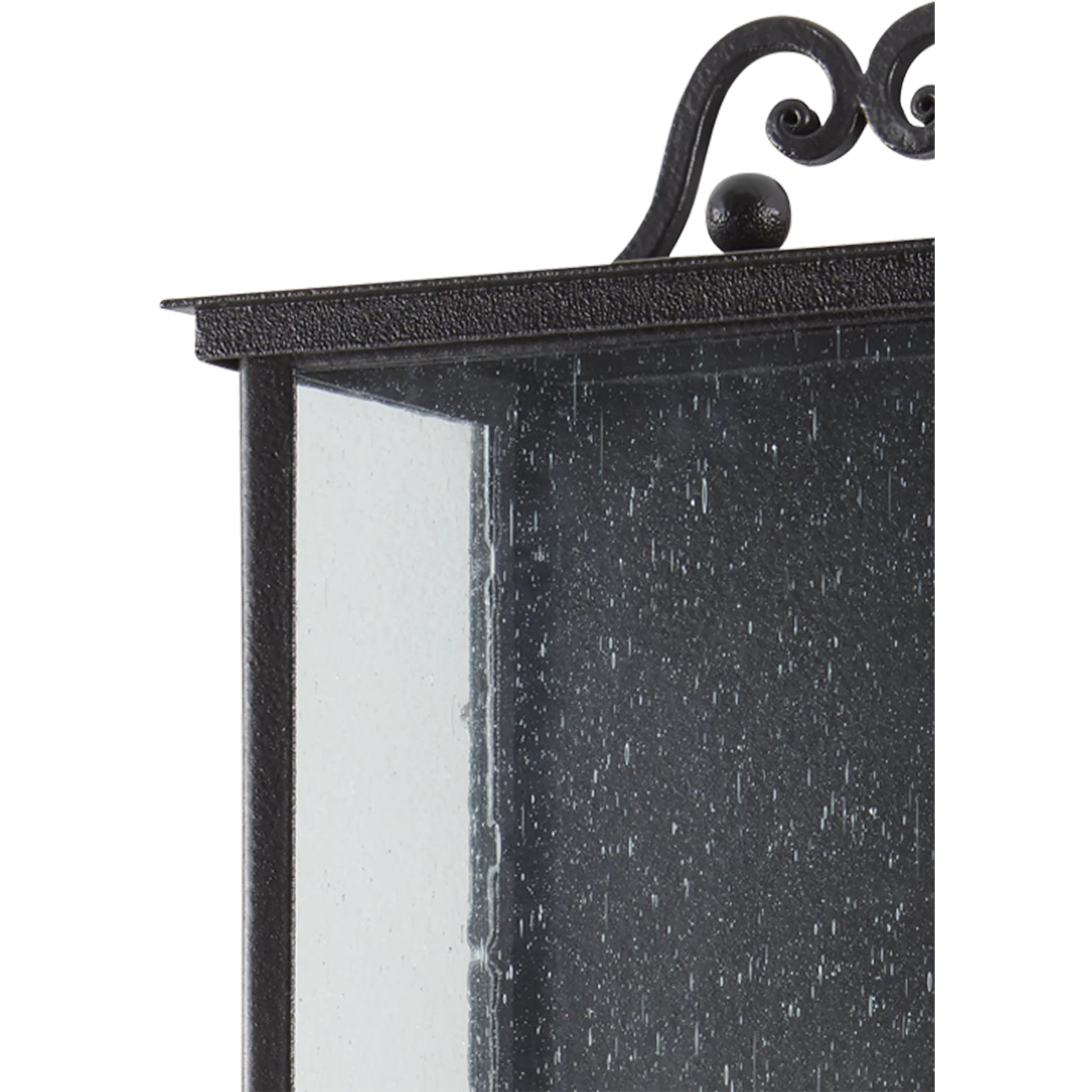Giatti Outdoor Wall Sconce by Currey and Company in midnight (pure black). Made from wrought iron, glass in a traditional style.