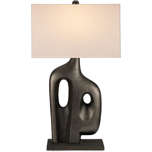 Avant-Garde Table Lamp by Currey and Company in graphite. Made from aluminum in a modern style.