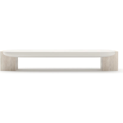 Overlap Rectangle Cocktail Table by Caracole. Made from stone in a transitional style.