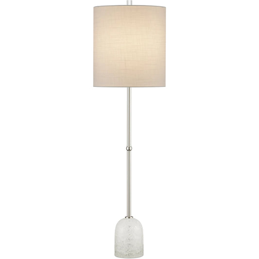 Craquelle Table Lamp by Currey and Company in clear crackle, polished nickel. Made from glass, metal in a modern style.