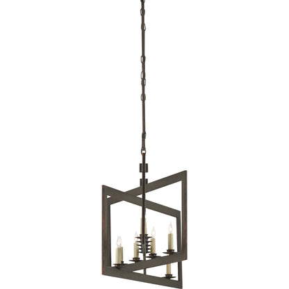 Middleton Rectangular Chandelier by Currey and Company. Made from wrought iron in a modern style.