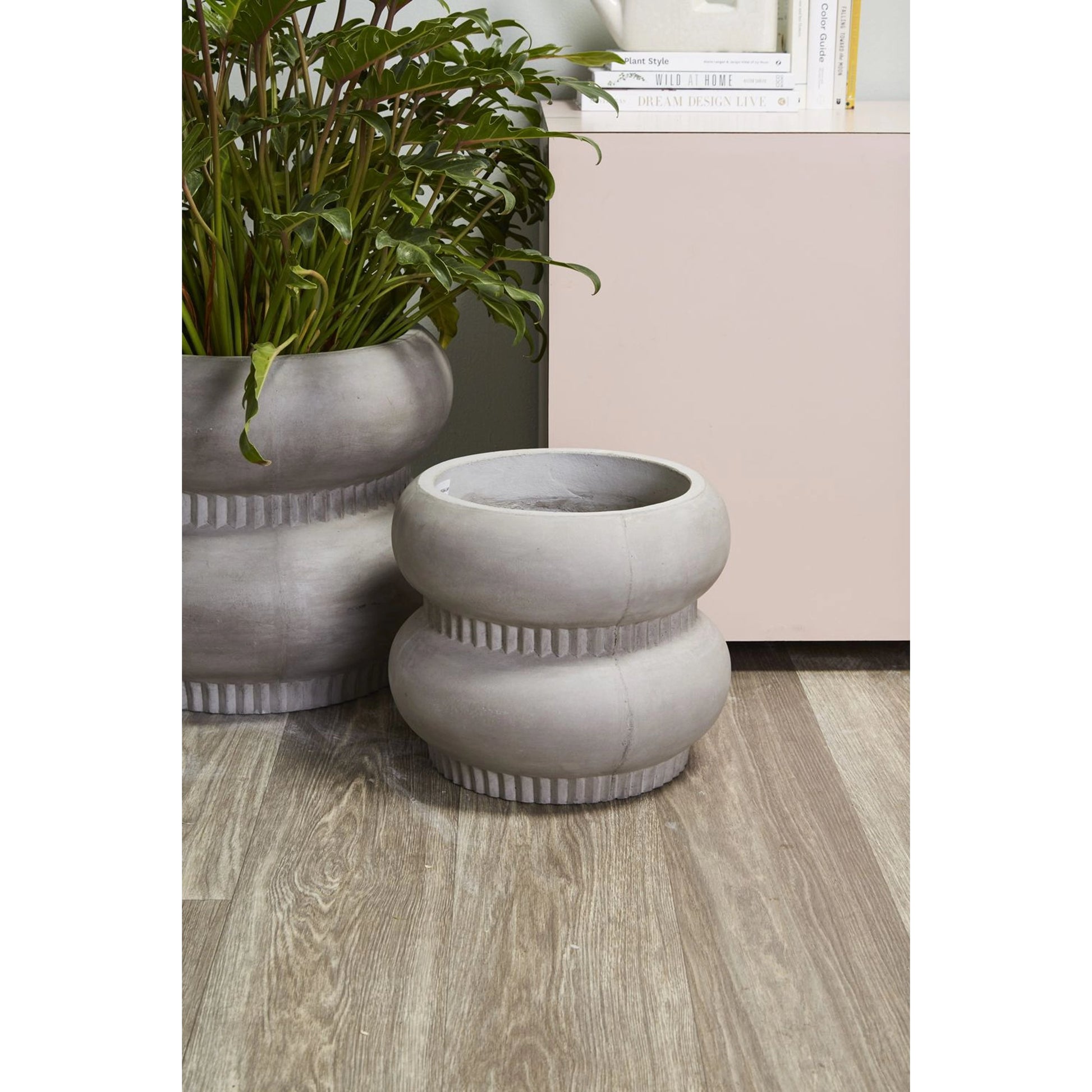 Huntington Planter by Accent Decor in grey. Made from concrete in a modern style.