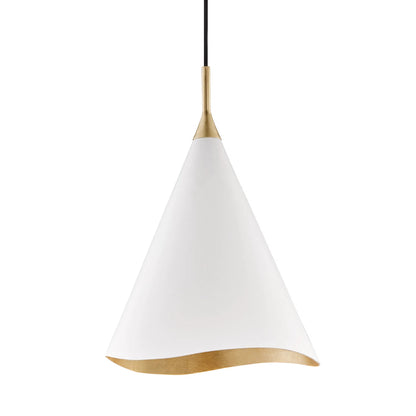 Martini Pendant by Hudson Valley in gold leaf. Made from steel in a modern style.