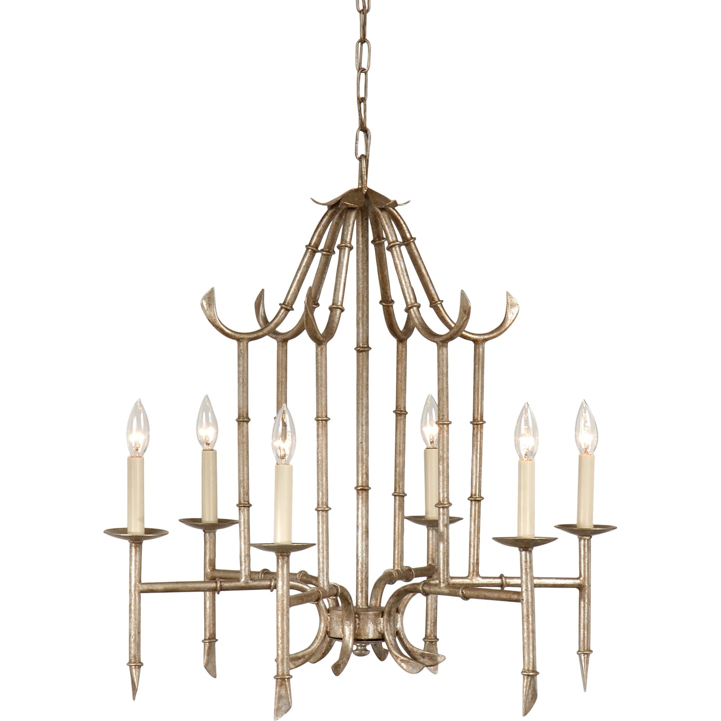 003 SR-384778 | Primary Silo | Bamboo Chandelier by Wildwood in antique silver patina. Made from other: metal in a transitional style.