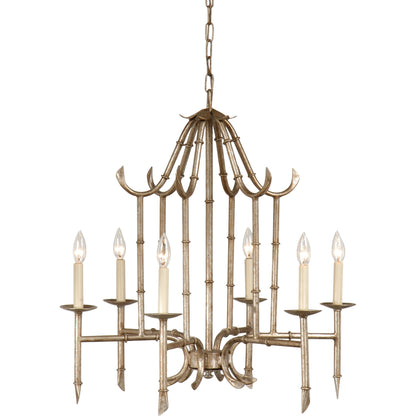Bamboo Chandelier by Wildwood in antique silver patina. Made from other: metal in a transitional style.