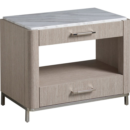 Soren Bedside Table by Universal Furniture in stainless steel and pumice. Made from unique in a modern style.