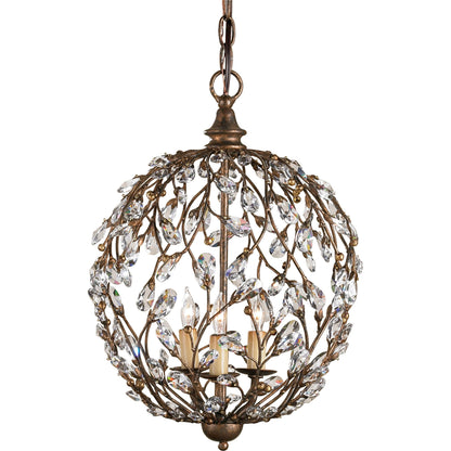Crystal Bud Sphere Chandelier by Currey and Company. Made from wrought iron, crystal in a traditional style.