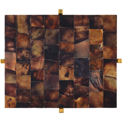 Casey Brown Accent Table by Currey and Company in natural, brass. Made from pen shell, stainless steel, engineered wood in a eclectic & global style.