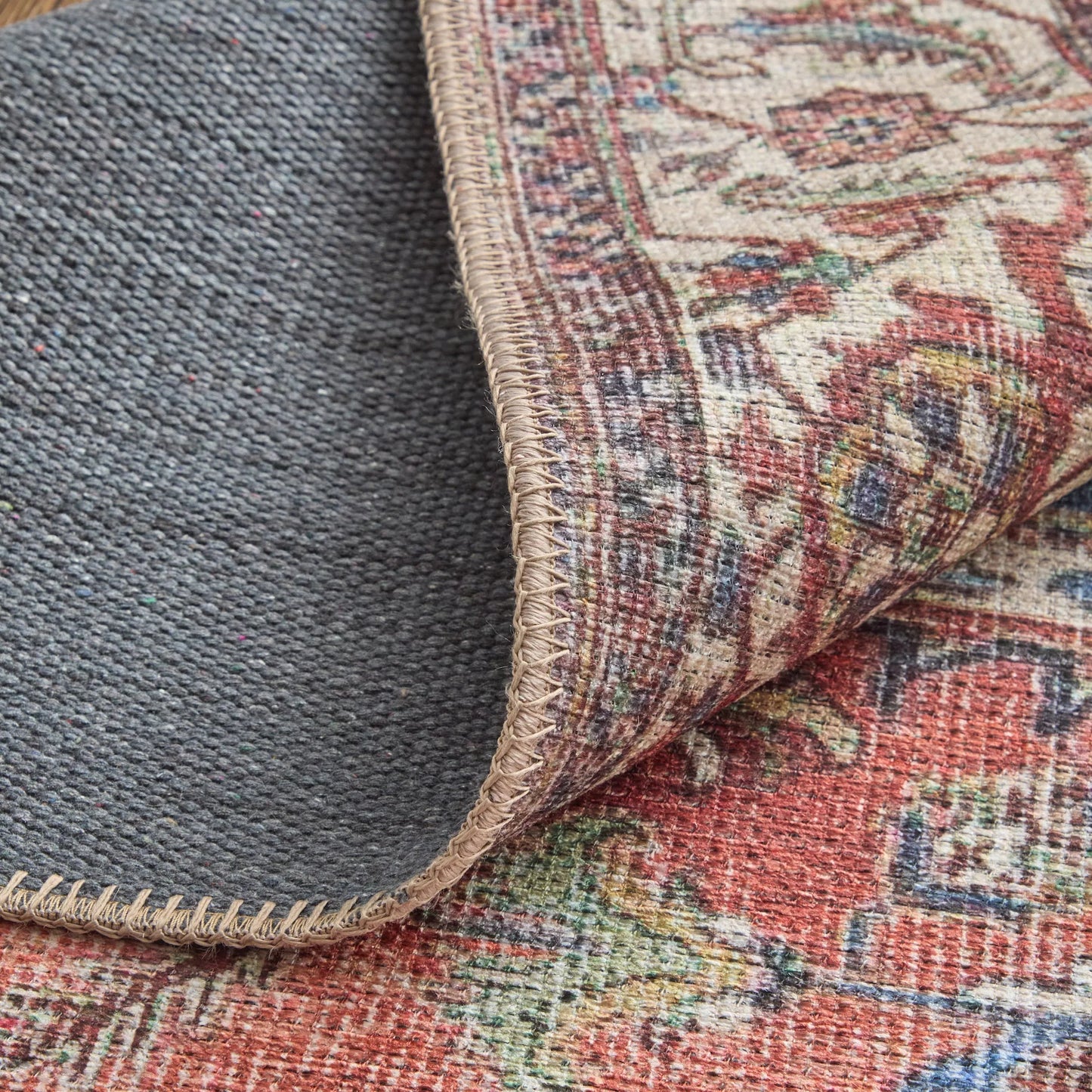016 SI-1752769,SI-1752770 | Closeup | Percy Transitional Rug - 39AHF by Feizy in blue, red, ivory. Made from polyester in a unique style.