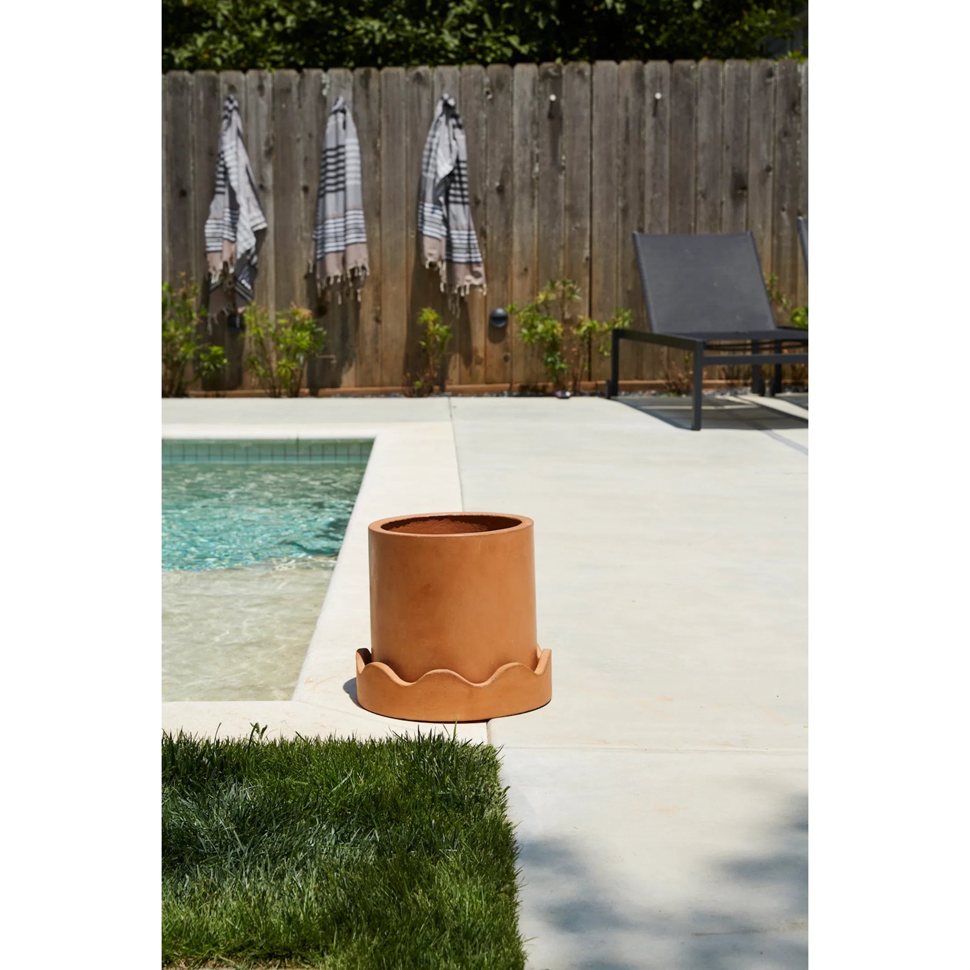 Neda Pot by Accent Decor in terracotta. Made from concrete in a rustic style.
