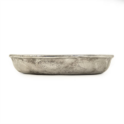 Distressed Metallic Plate by Zentique in distressed metallic silver and stoneware. Made from stoneware in a transitional style.
