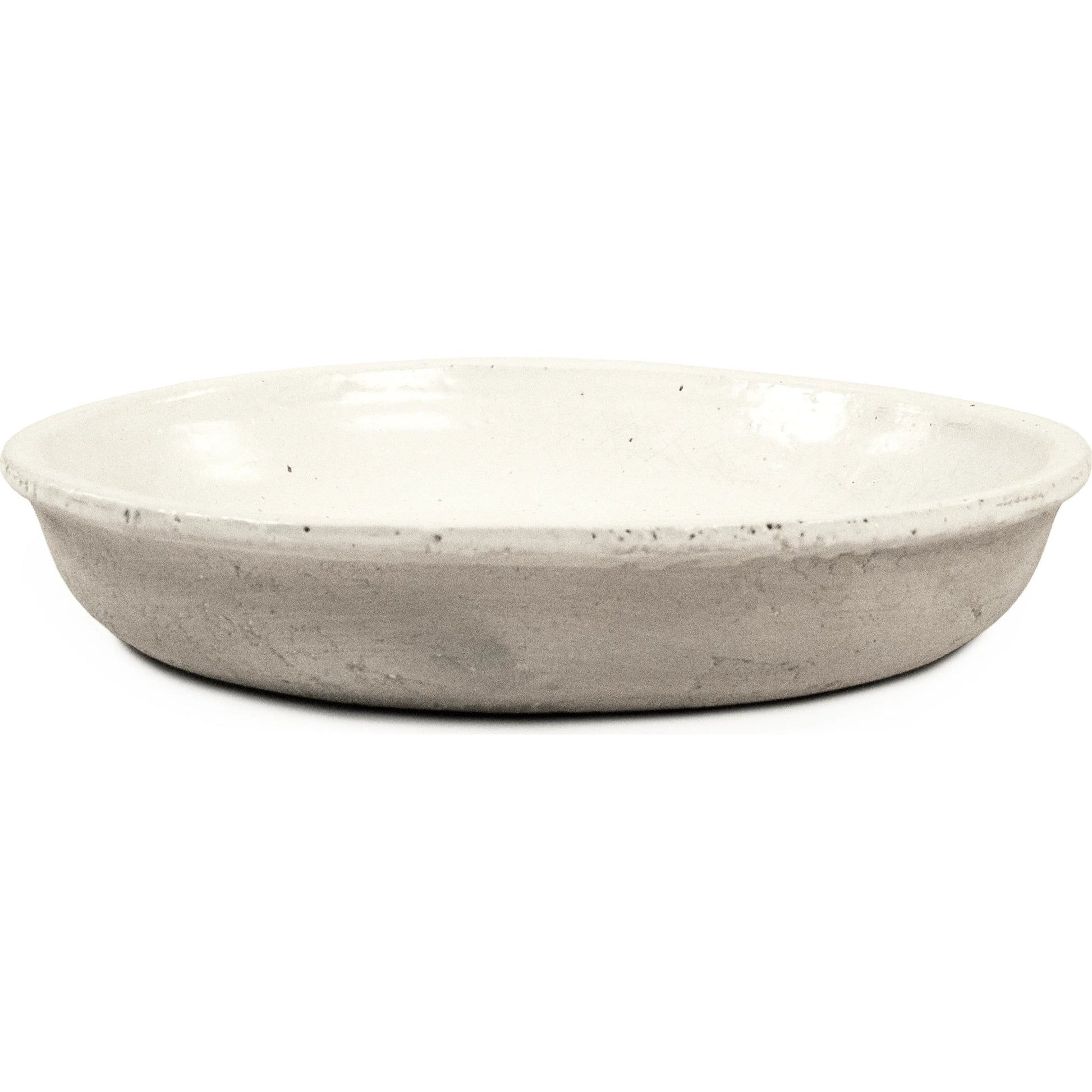 Distressed White Plate by Zentique in distressed white. Made from stoneware in a rustic style.