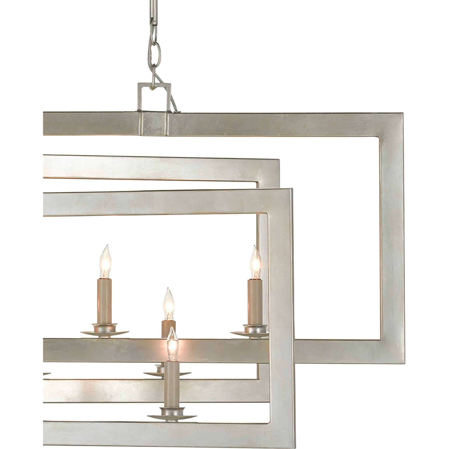 016 SR-823686 | Closeup | Middleton Rectangular Chandelier by Currey and Company. Made from wrought iron in a modern style.