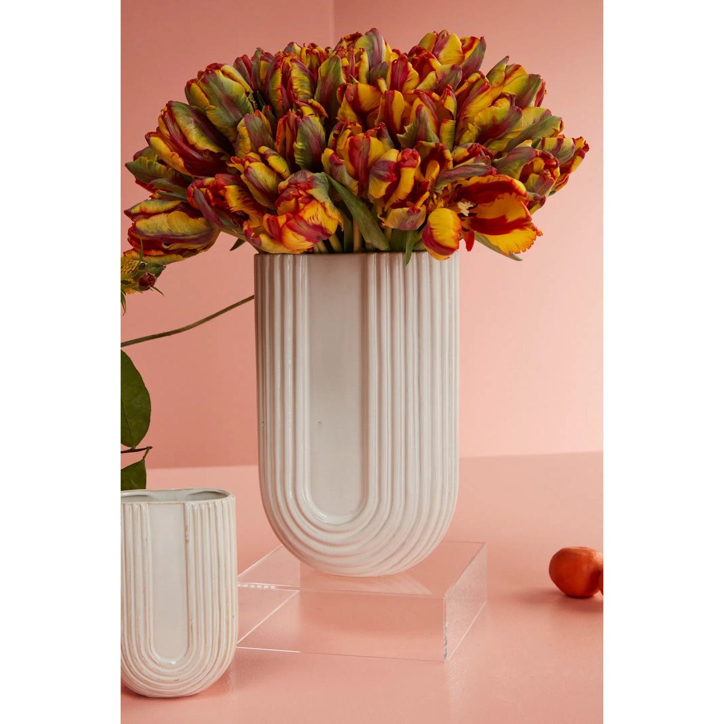 002 SI-2264204 | Lifestyle | Eos Vase (Set of 2) (Set of 2) by Accent Decor in white. Made from ceramic in a modern style.