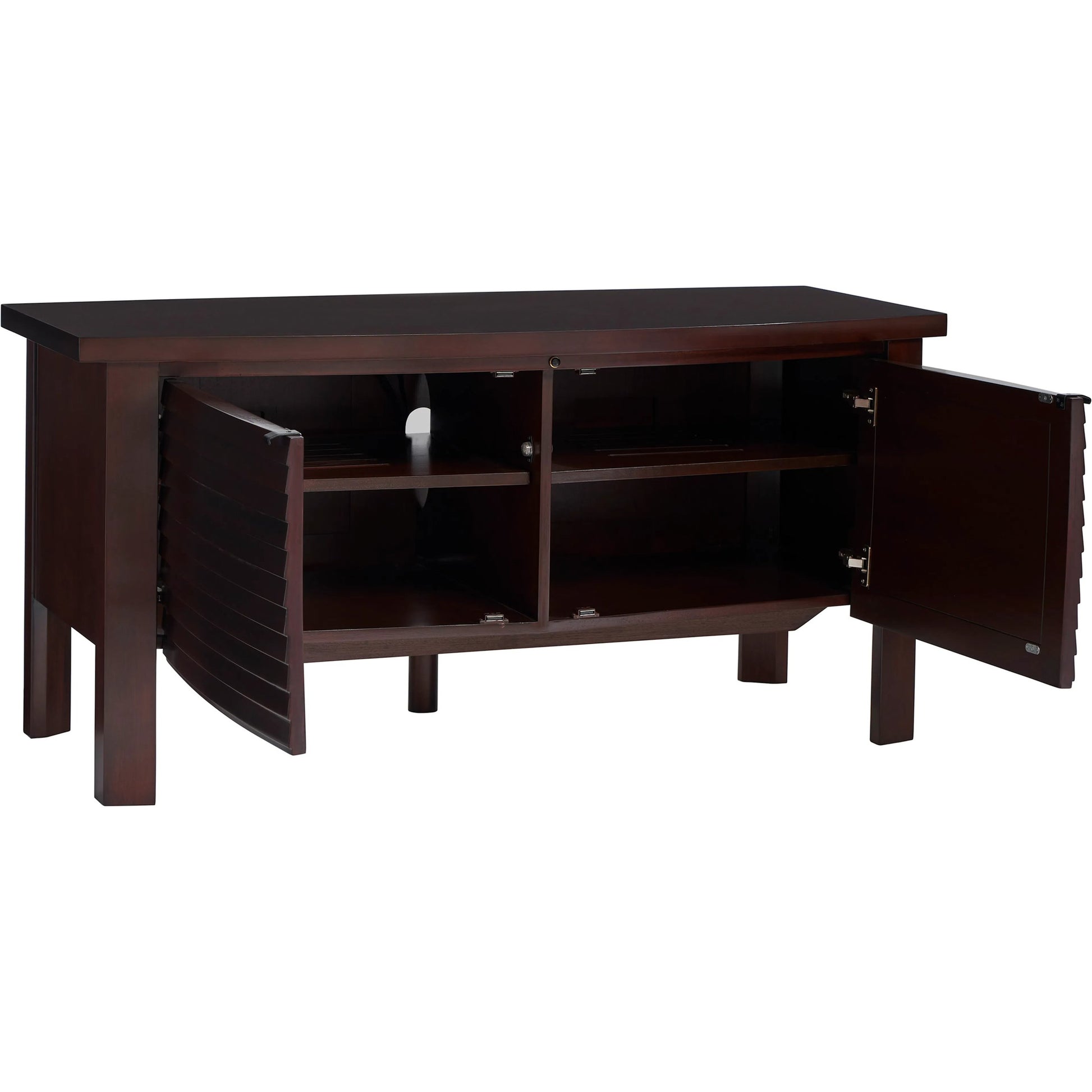 Lumina Media Console by Sligh in warm brown mahogany. Made from unique in a unique style.