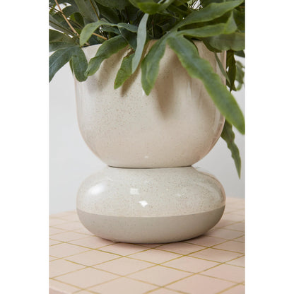 Tartu Pot with Saucer by Accent Decor in off-white. Made from ceramic in a modern style.