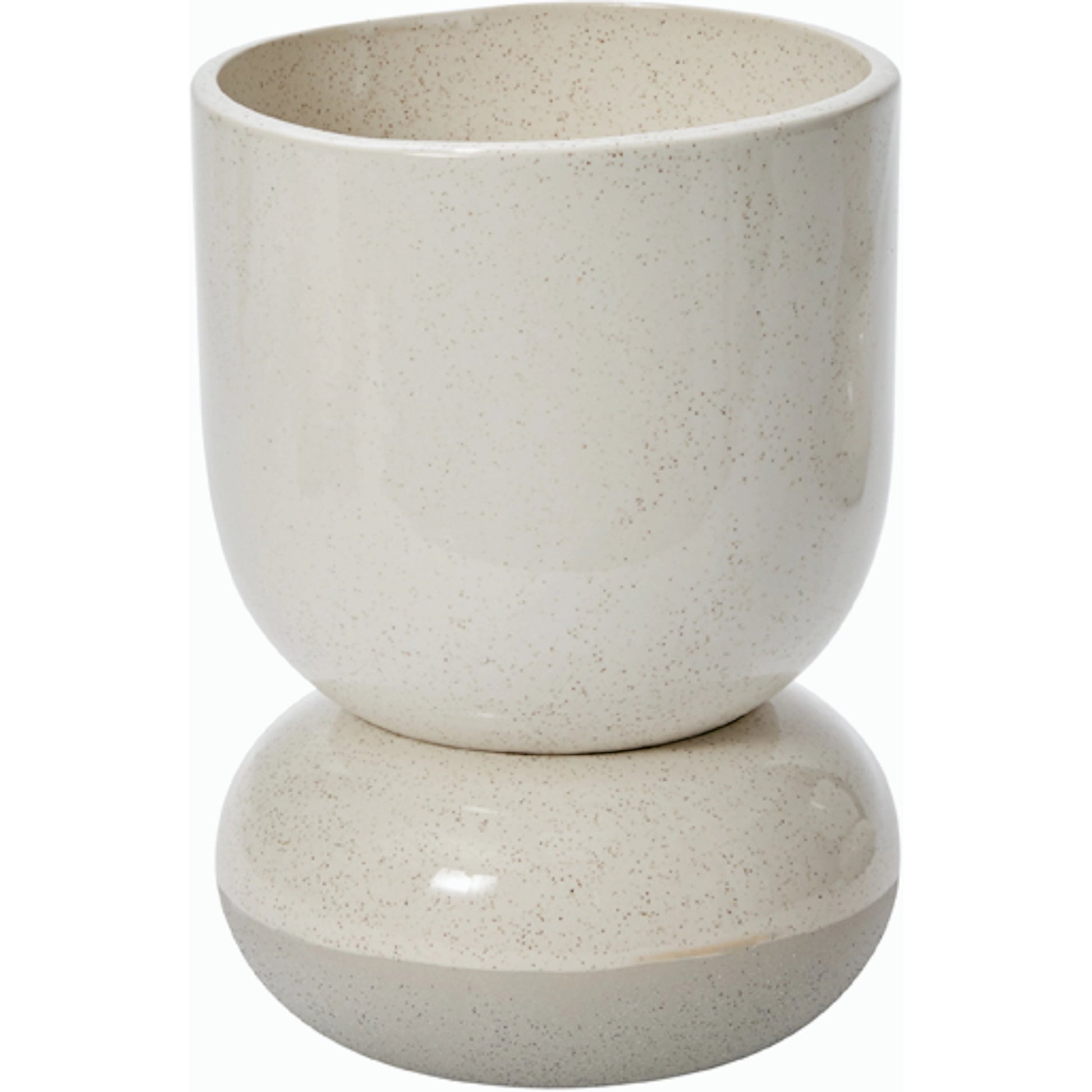 Tartu Pot with Saucer by Accent Decor in off-white. Made from ceramic in a modern style.