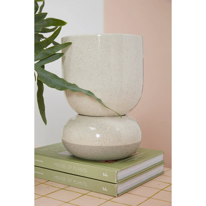 Tartu Pot with Saucer by Accent Decor in off-white. Made from ceramic in a modern style.