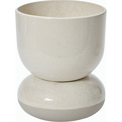 Tartu Pot with Saucer by Accent Decor in off-white. Made from ceramic in a modern style.