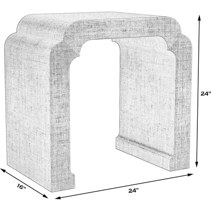 Chatham Raffia Waterfall Side Table by Butler Specialty Company in charcoal and charcoal raffia. Made from gmelina beechwood solids, mdf, raffia in a transitional style.