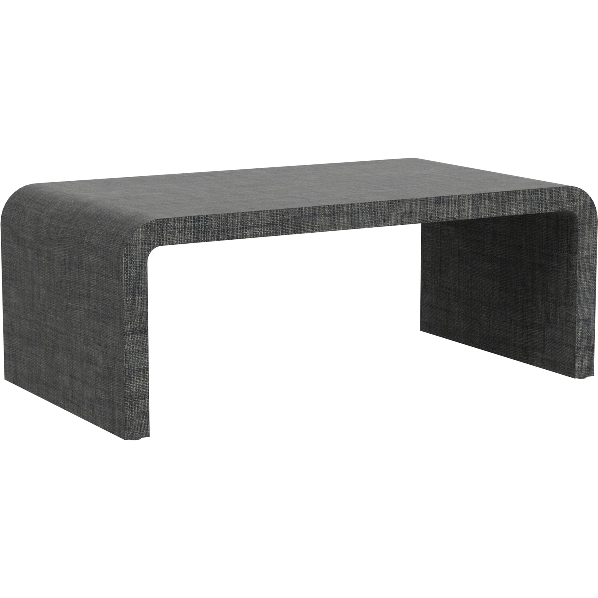 Chatham Raffia Waterfall Coffee Table by Butler Specialty Company in charcoal and charcoal raffia. Made from gmelina beechwood solids, mdf, raffia in a transitional style.