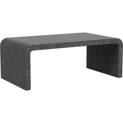 Chatham Raffia Waterfall Coffee Table by Butler Specialty Company in charcoal and charcoal raffia. Made from gmelina beechwood solids, mdf, raffia in a transitional style.