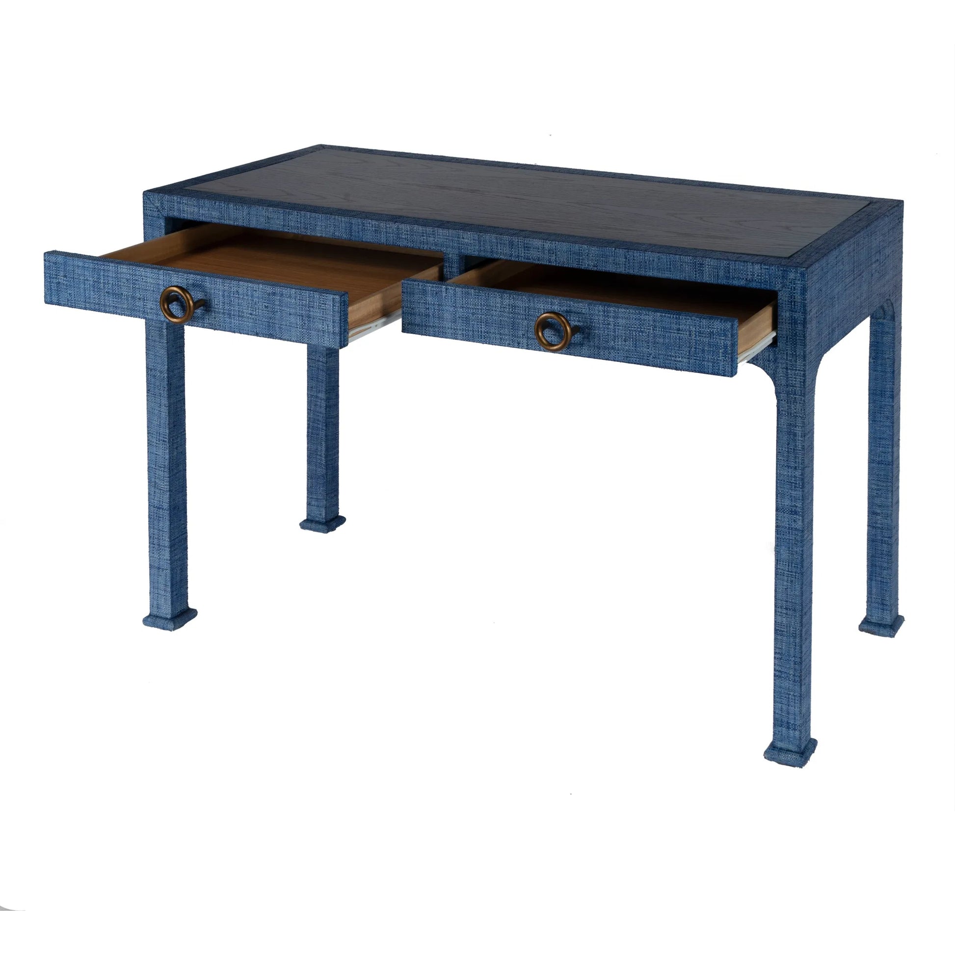 Chatham Raffia 2-Drawer Desk by Butler Specialty Company in natural. Made from saguran raffia, gmelina arborea wood, mdf, oak veneer, aluminum in a unique style.