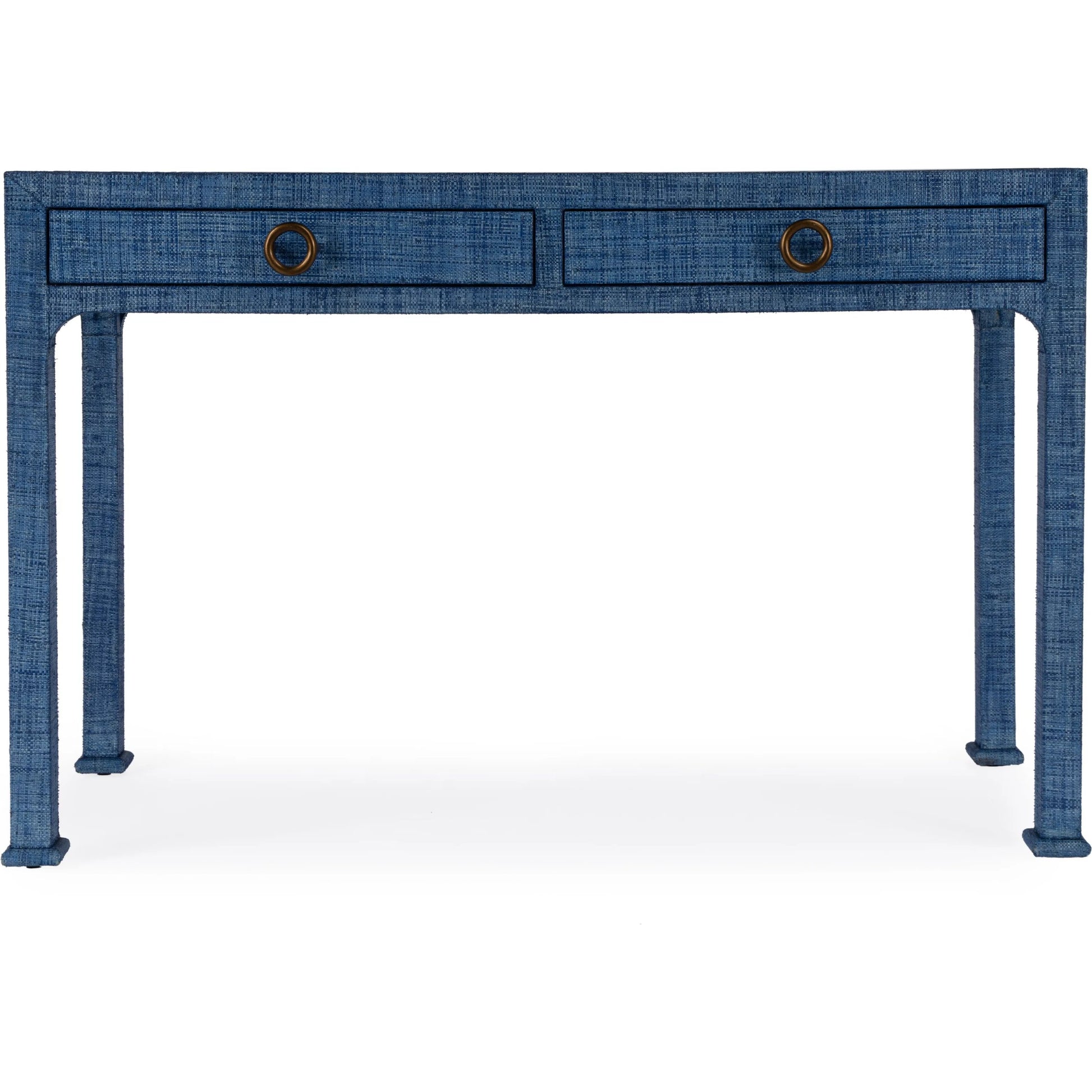 Chatham Raffia 2-Drawer Desk by Butler Specialty Company in natural. Made from saguran raffia, gmelina arborea wood, mdf, oak veneer, aluminum in a unique style.