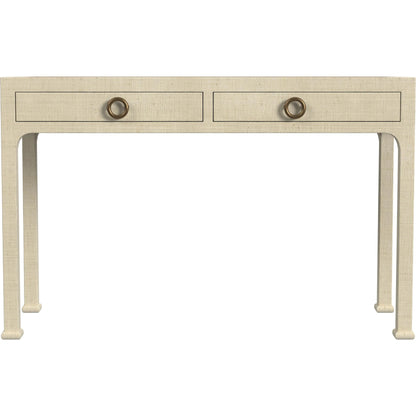 Chatham Raffia 2-Drawer Desk by Butler Specialty Company. Made from saguran raffia, gmelina arborea wood, mdf, oak veneer, aluminum in a unique style.