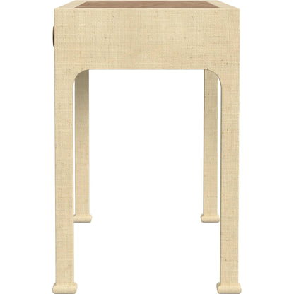 Chatham Raffia 2-Drawer Desk by Butler Specialty Company. Made from saguran raffia, gmelina arborea wood, mdf, oak veneer, aluminum in a unique style.
