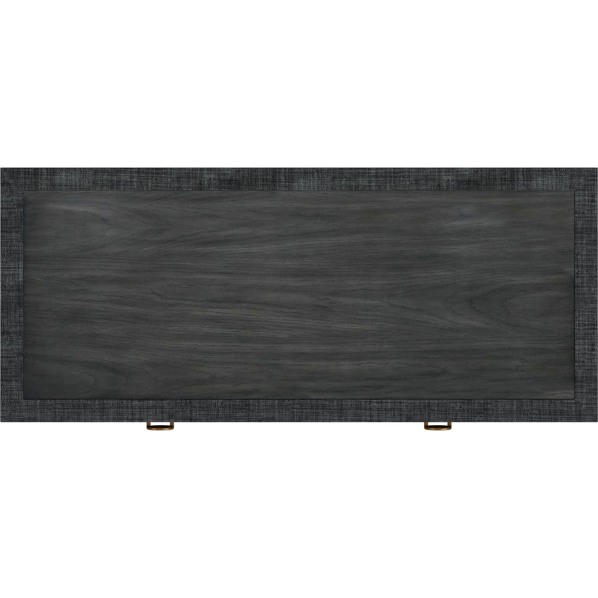 Chatham Raffia Desk by Butler Specialty Company in charcoal and charcoal raffia. Made from gmelina solids (in english: beechwood), mdf, oak veneer, saguran raffia, aluminum in a transitional style.