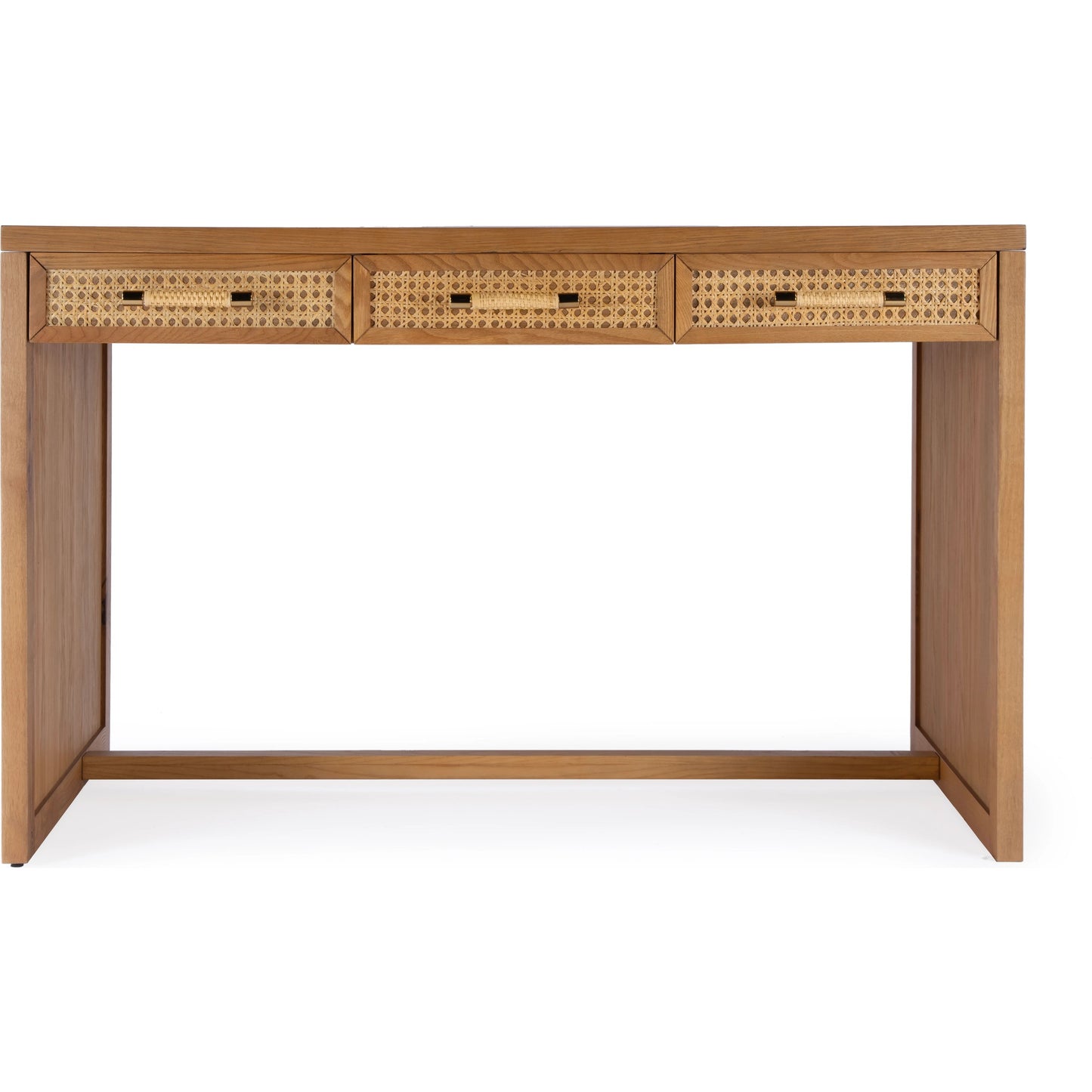 004 SI-2155900 | Additional Silo | Mesa 3-Drawer Writing Desk by Butler Specialty Company in natural & cane. Made from solid oak, mdf veneer oak, cane in a cottage & farmhouse style.