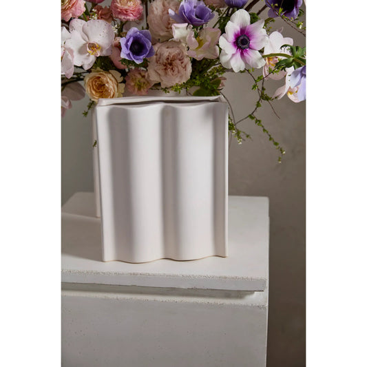 Movement Vase by Accent Decor in off-white. Made from ceramic in a unique style.