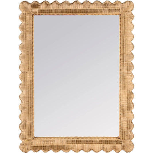 Flora Scalloped Wall Mirror by Butler Specialty Company in light brown. Made from rattan, glass, plywood in a unique style.