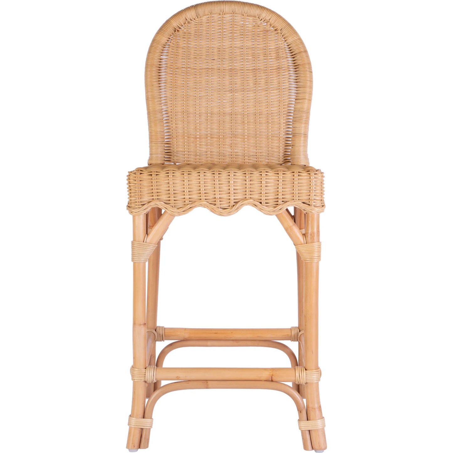 003 SI-2324894 | Additional Silo | Flora Scalloped Edge Counter Stool by Butler Specialty Company in light brown. Made from rattan, mahogany in a rustic style.