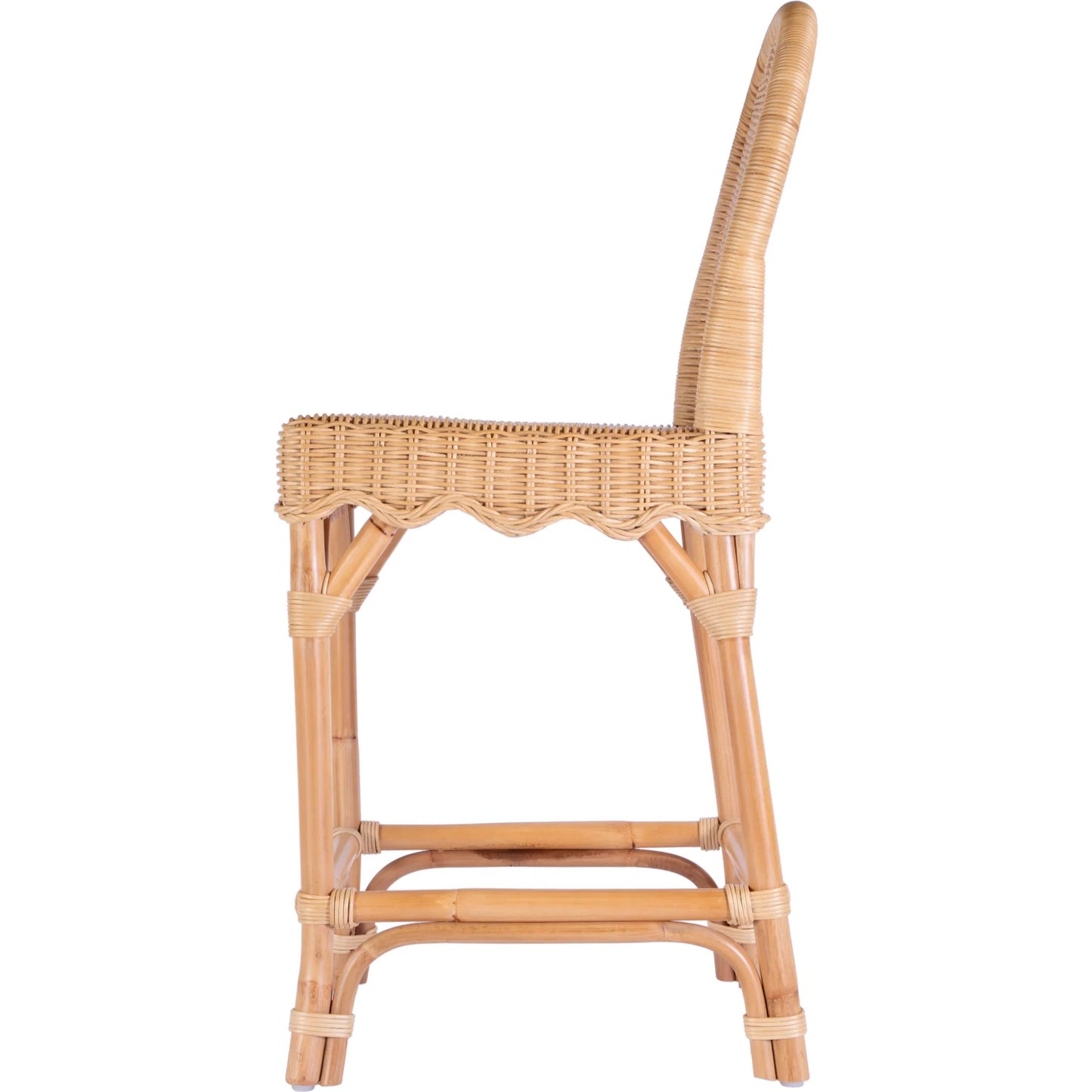 004 SI-2324894 | Additional Silo | Flora Scalloped Edge Counter Stool by Butler Specialty Company in light brown. Made from rattan, mahogany in a rustic style.